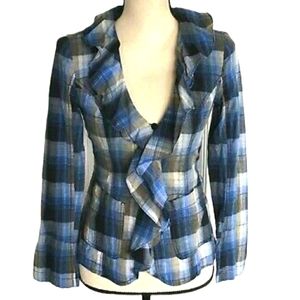 Free People Ruffled Plaid Shirt